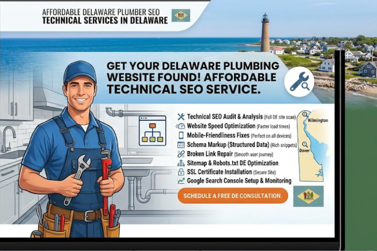 affordable plumber website technical SEO service in Delaware