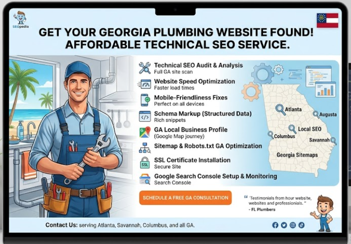 affordable plumber website technical SEO service in Georgia