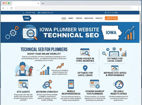 affordable plumber website technical SEO service in Iowa