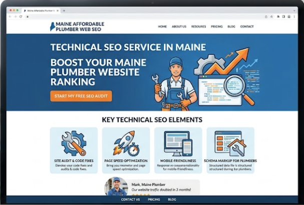 affordable plumber website technical SEO service in Maine